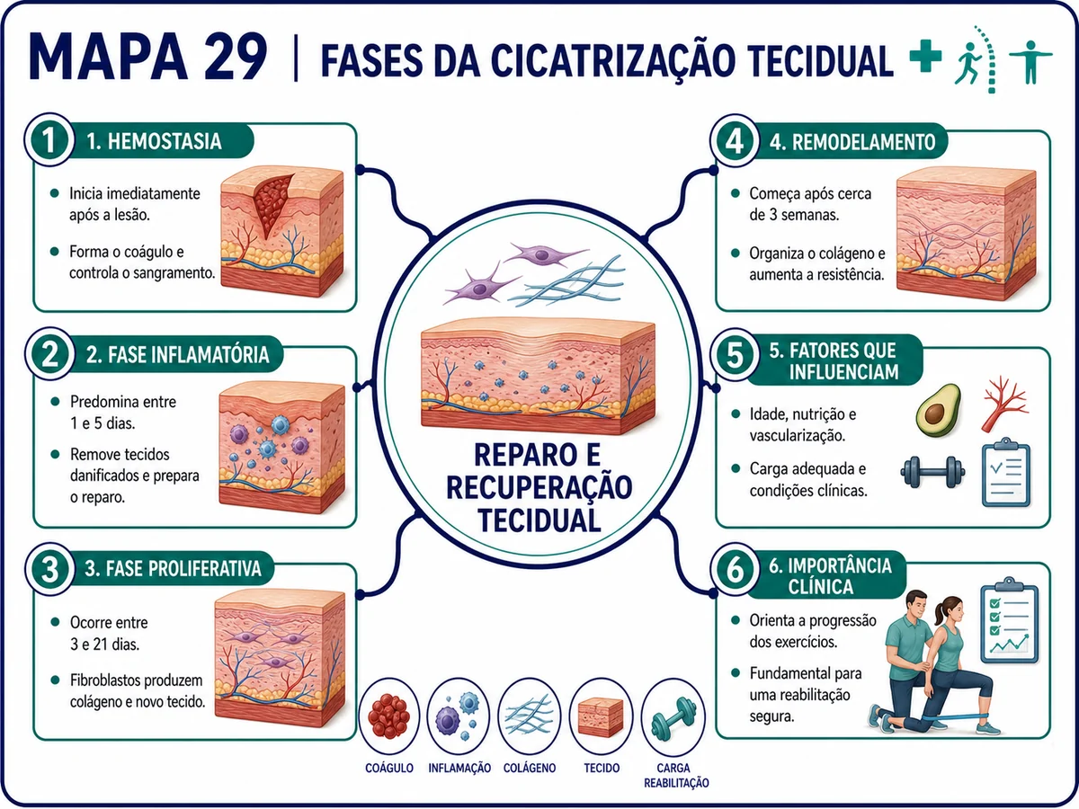 Mapa mental das Fases da Cicatrização Tecidual